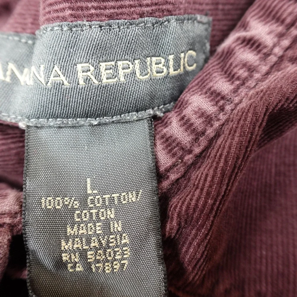 VTG Banana Republic Shirt Mens L Red Purple‎ Corduroy Button Up Long Sleeve Y2K
